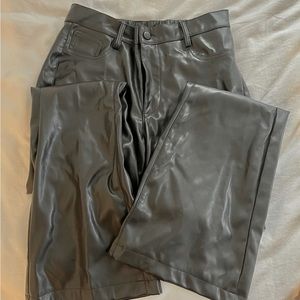 Black flared leather pants